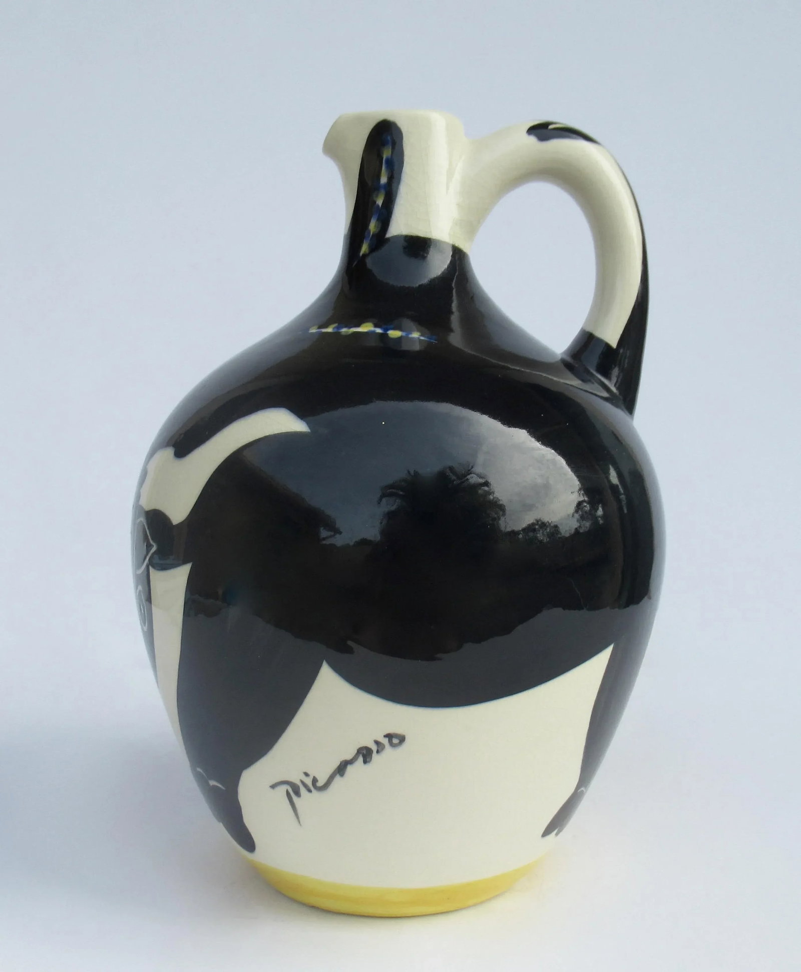 Vintage C.1970''s Original Signed & Numbered Ceramic Pottery "Taureau" (Bull) Jug With Handle by Pic - 6