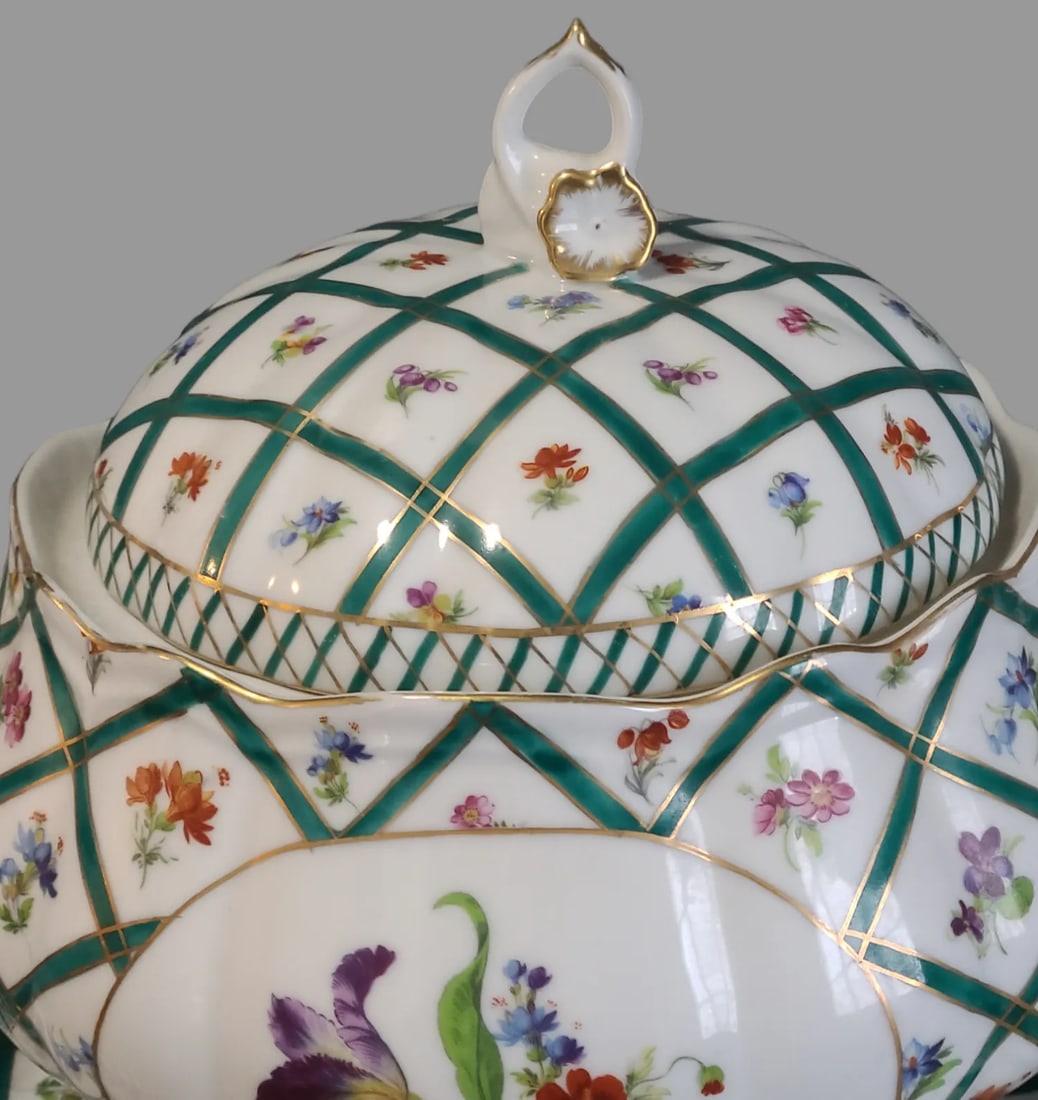 Vintage Hand Painted Floral Gilded "Royal Europe" Soup Tureen & Under Plate - 5