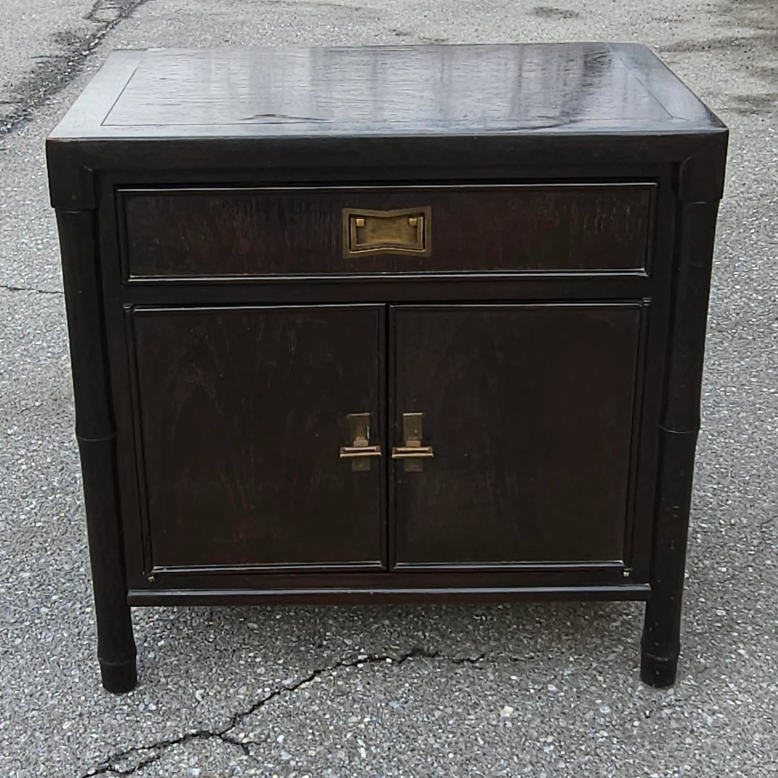 20th C. Century Furniture Chin Hua Collection Ebonized Mahogany Bedside Table - 2