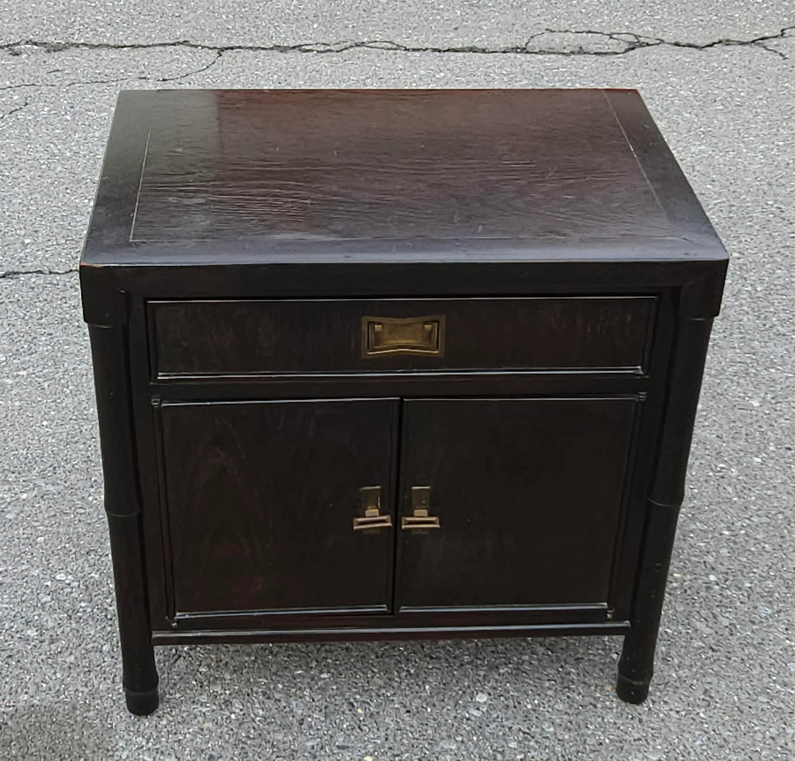 20th C. Century Furniture Chin Hua Collection Ebonized Mahogany Bedside Table - 5