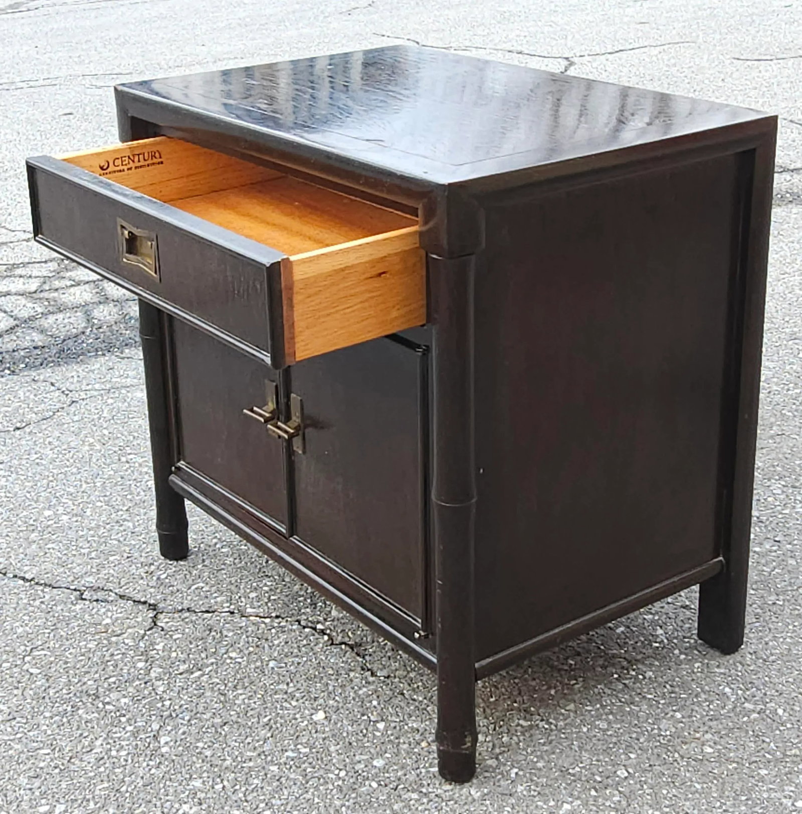 20th C. Century Furniture Chin Hua Collection Ebonized Mahogany Bedside Table - 7
