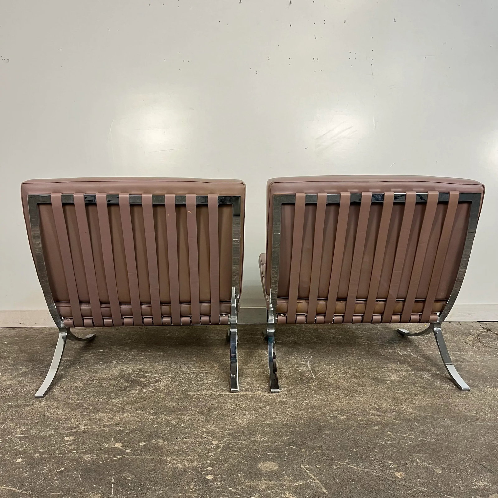Pair of Leather Barcelona Lounge Chairs - 4