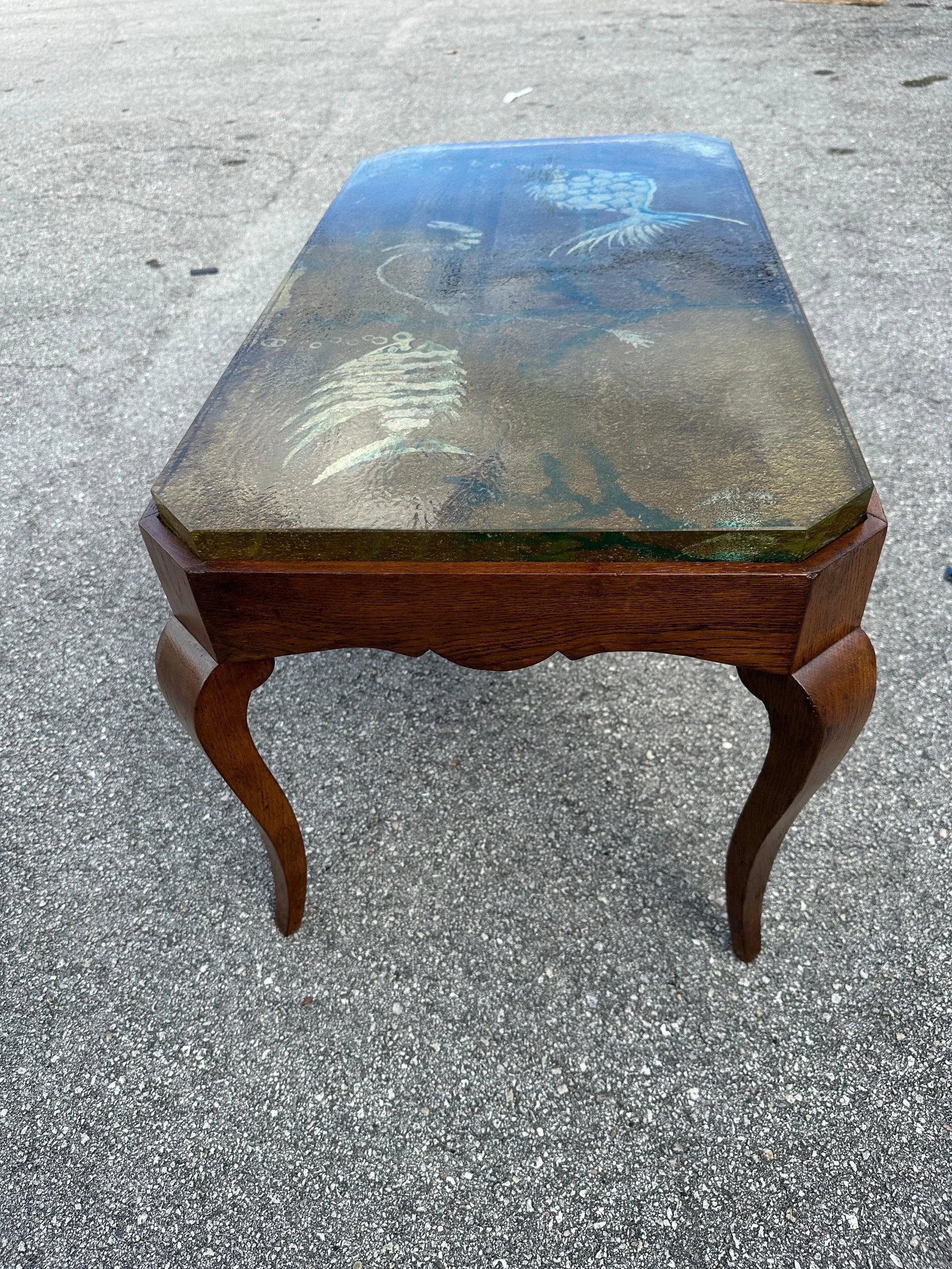 Reverse Painted Thick Glass Art Deco Cocktail / Coffee Table - 4