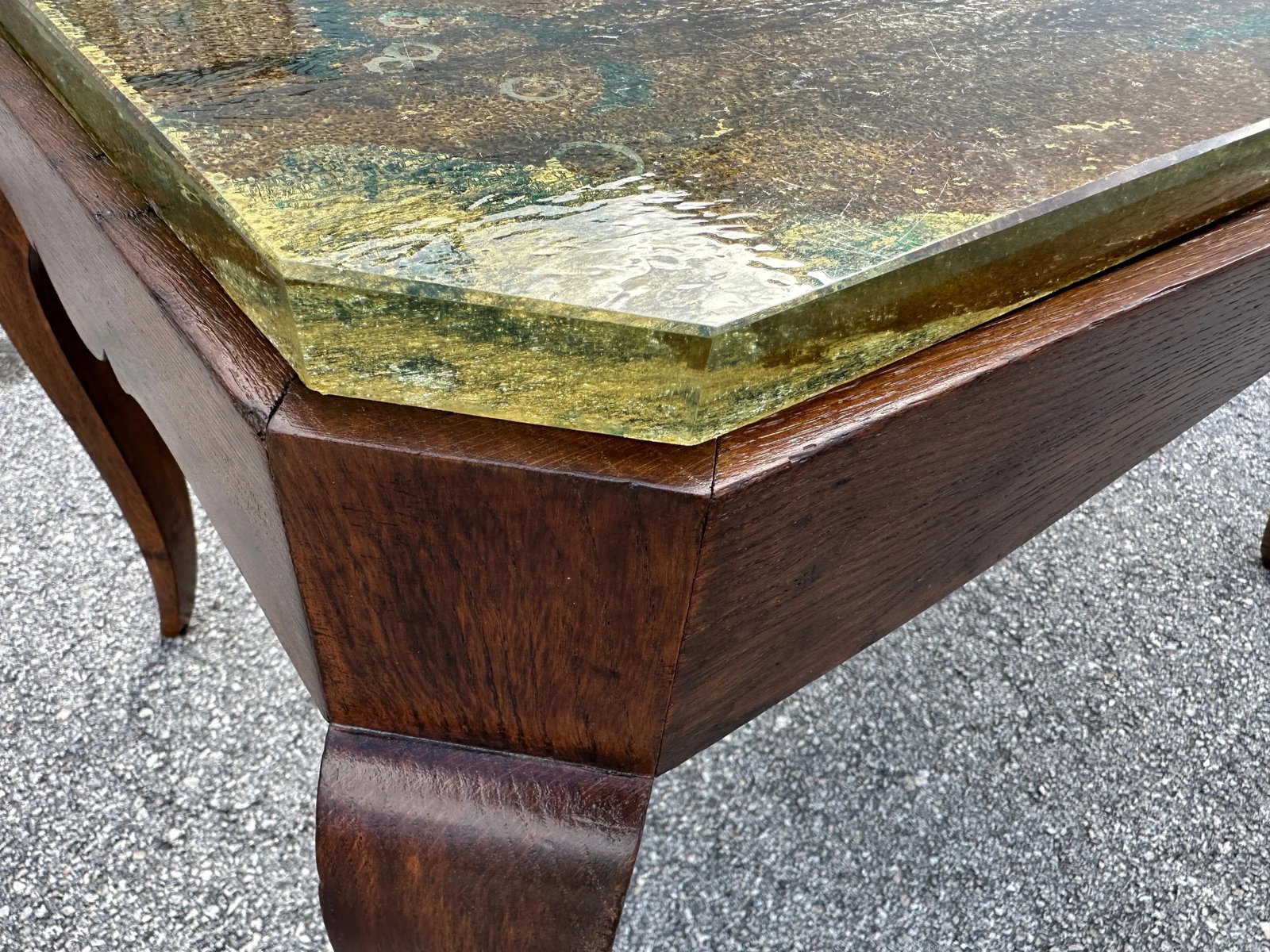 Reverse Painted Thick Glass Art Deco Cocktail / Coffee Table - 6