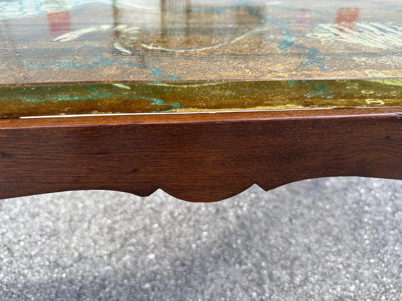 Reverse Painted Thick Glass Art Deco Cocktail / Coffee Table - 9