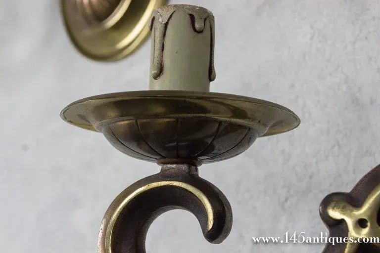 Pair of French 1940s Gilt Bronze Sconces - 5