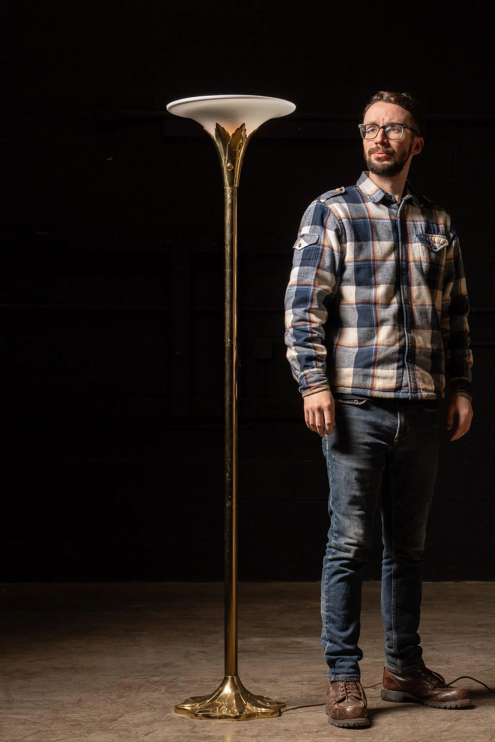 Mid 20th Century Brass Torchiere Style Lamp - 2