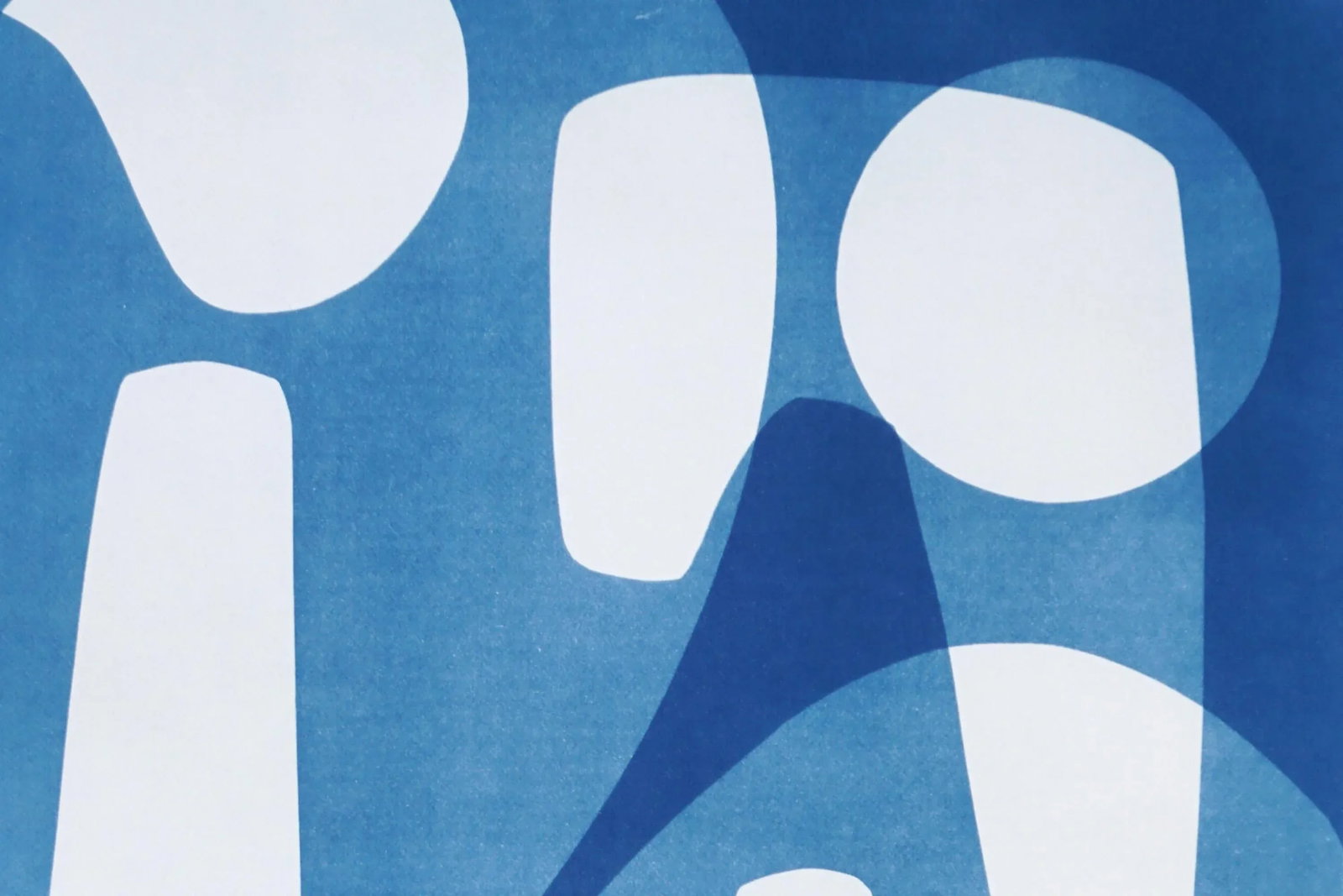 2024, Jestons Style Shapes in White and Blue, "Mid-Century Shapes Iii", Handmade Cyanotype on Waterc - 4