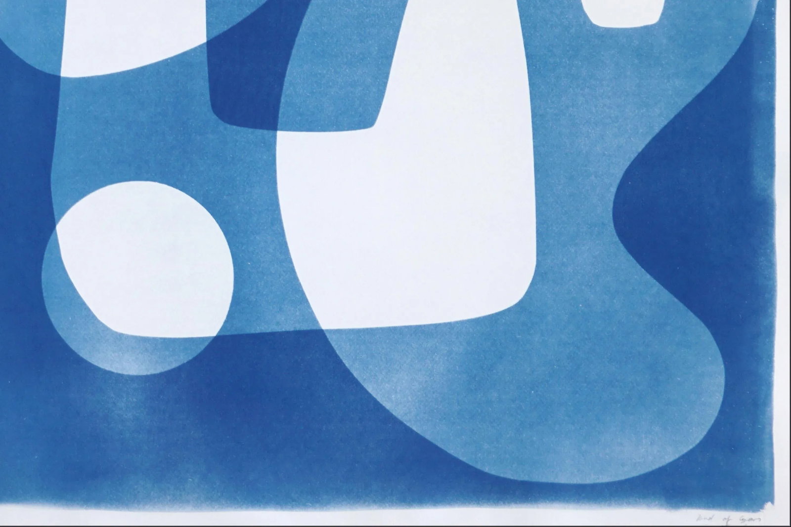 2024, Jestons Style Shapes in White and Blue, "Mid-Century Shapes Iii", Handmade Cyanotype on Waterc - 6