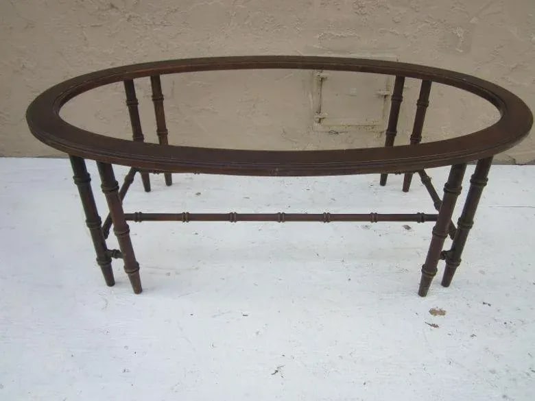 1970s Faux Bamboo Hollywood Regency Style Coffee Table - 5