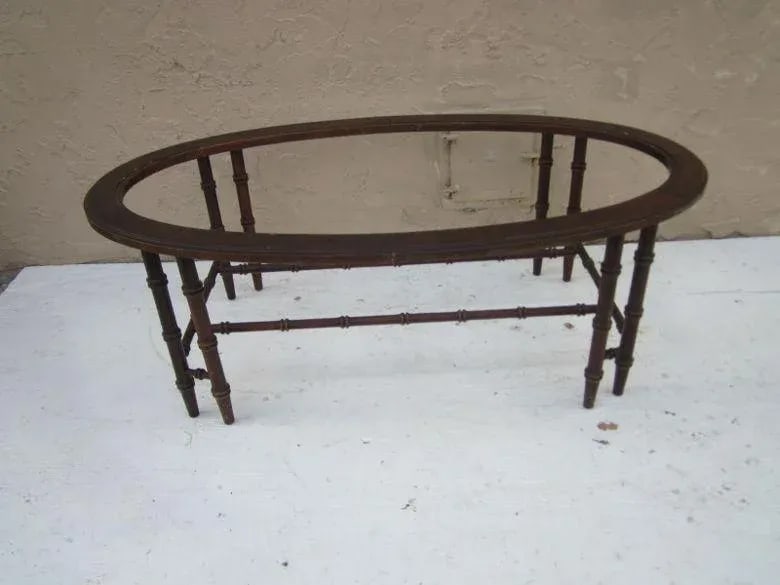 1970s Faux Bamboo Hollywood Regency Style Coffee Table - 9