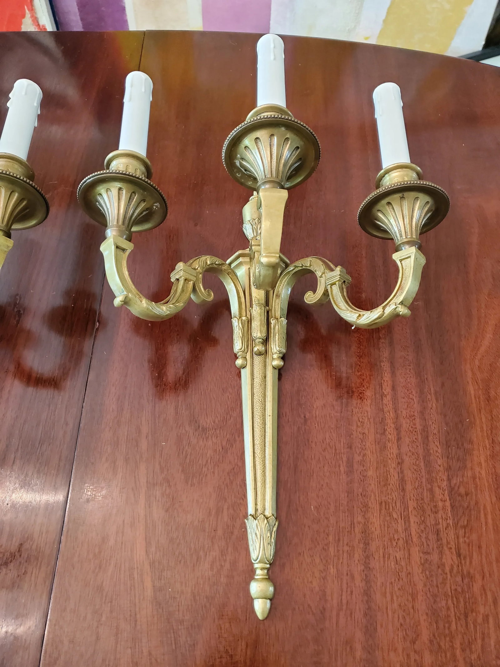 Pair of 1930s E.F. Chapman Caldwell Style Modern Bronze Sconces - 2