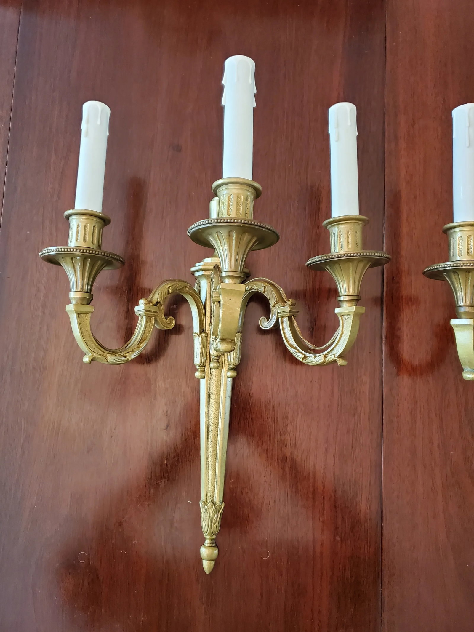 Pair of 1930s E.F. Chapman Caldwell Style Modern Bronze Sconces - 4