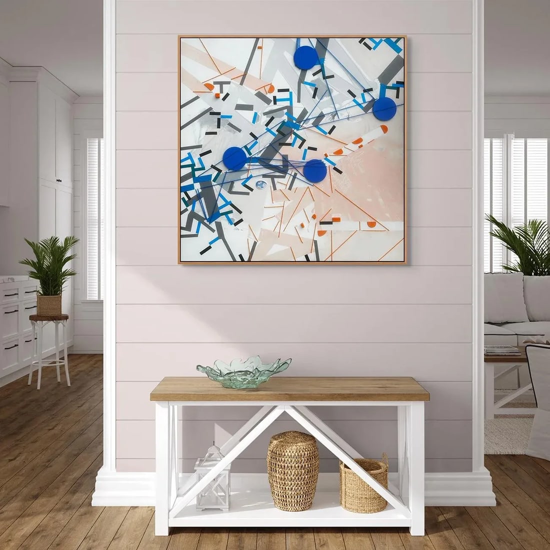 Contemporary Abstract Acrylic, Color Tape, Yarn, and Lego Brick on Canvas Painting â€ - 2