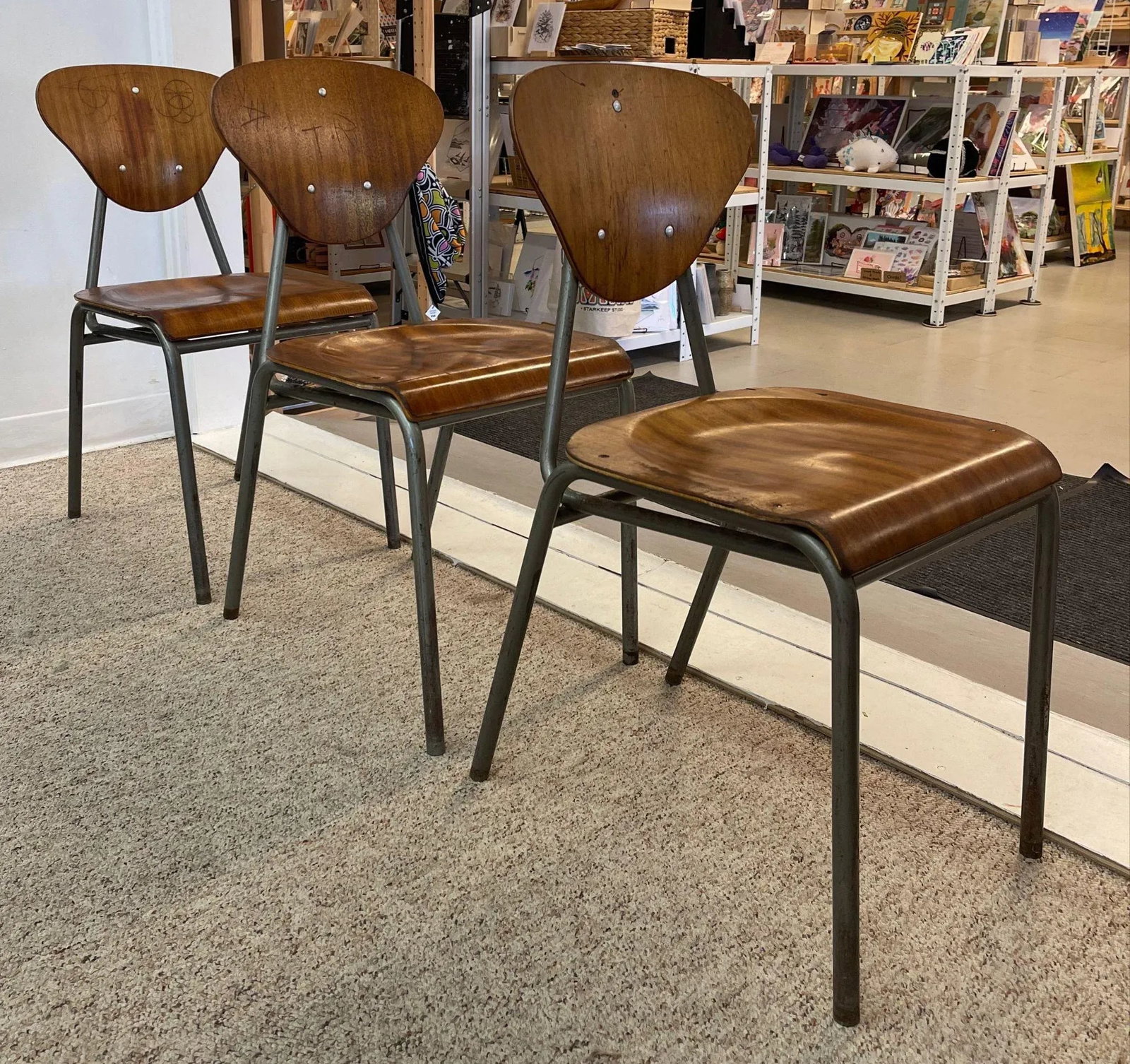 1970s Vintage Danish Modern Dining Chairs With Metal Frames- Set of 4 - 5