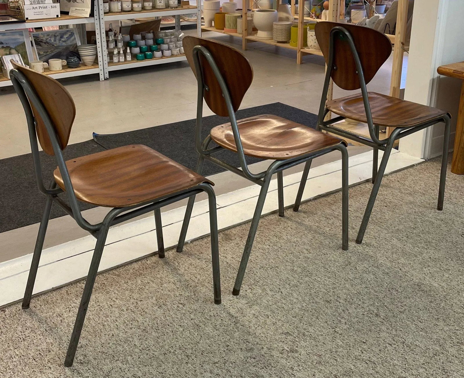 1970s Vintage Danish Modern Dining Chairs With Metal Frames- Set of 4 - 6