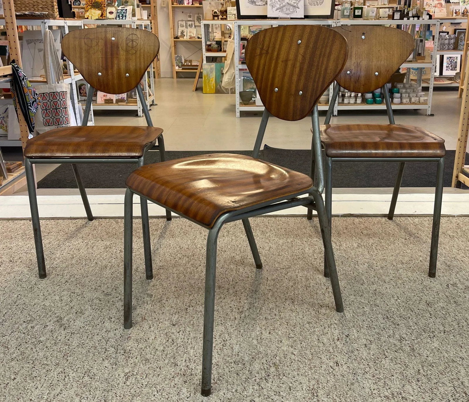 1970s Vintage Danish Modern Dining Chairs With Metal Frames- Set of 4 - 7