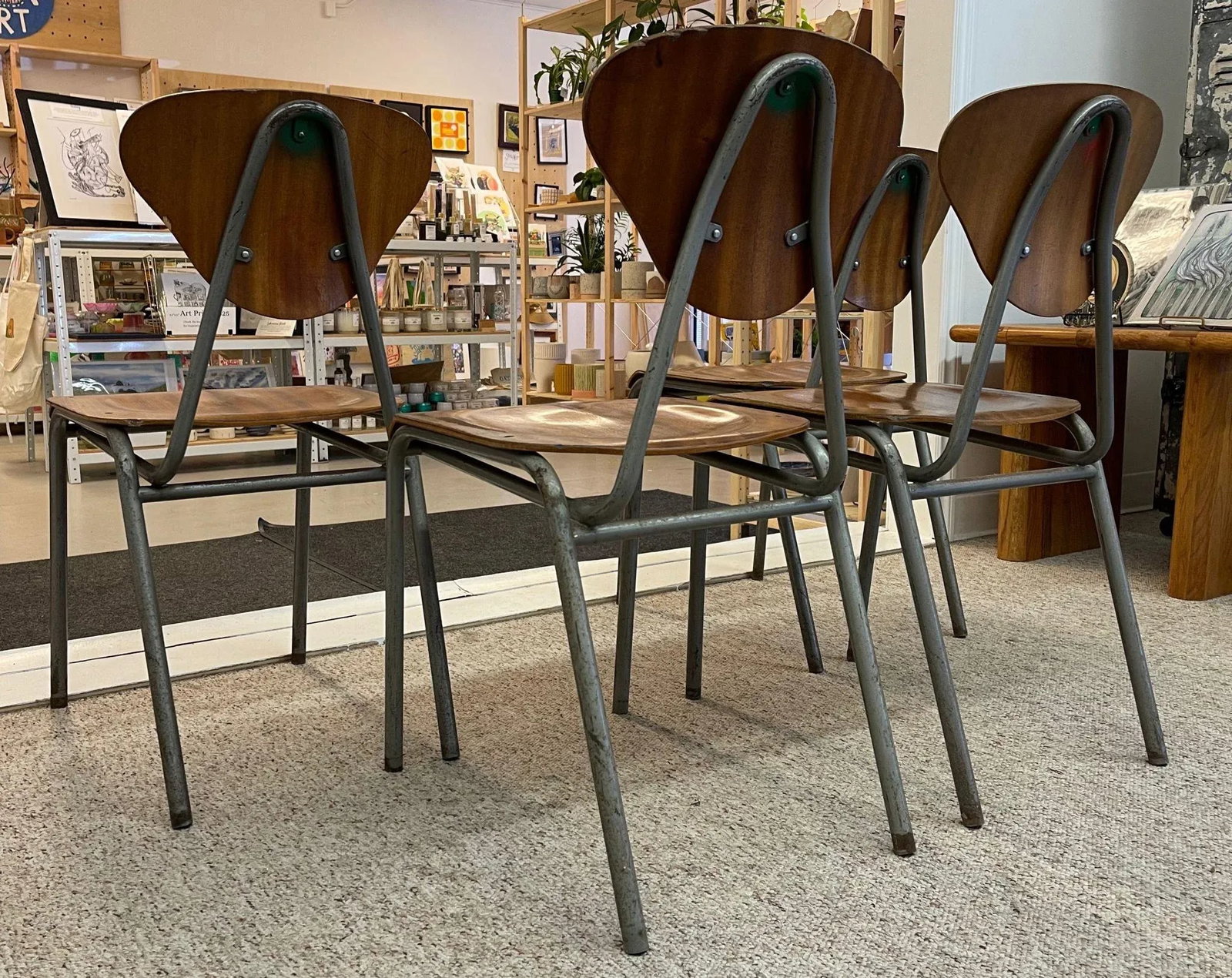 1970s Vintage Danish Modern Dining Chairs With Metal Frames- Set of 4 - 8
