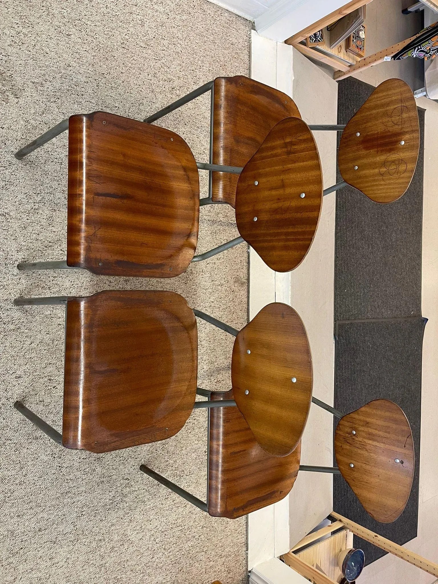 1970s Vintage Danish Modern Dining Chairs With Metal Frames- Set of 4 - 9