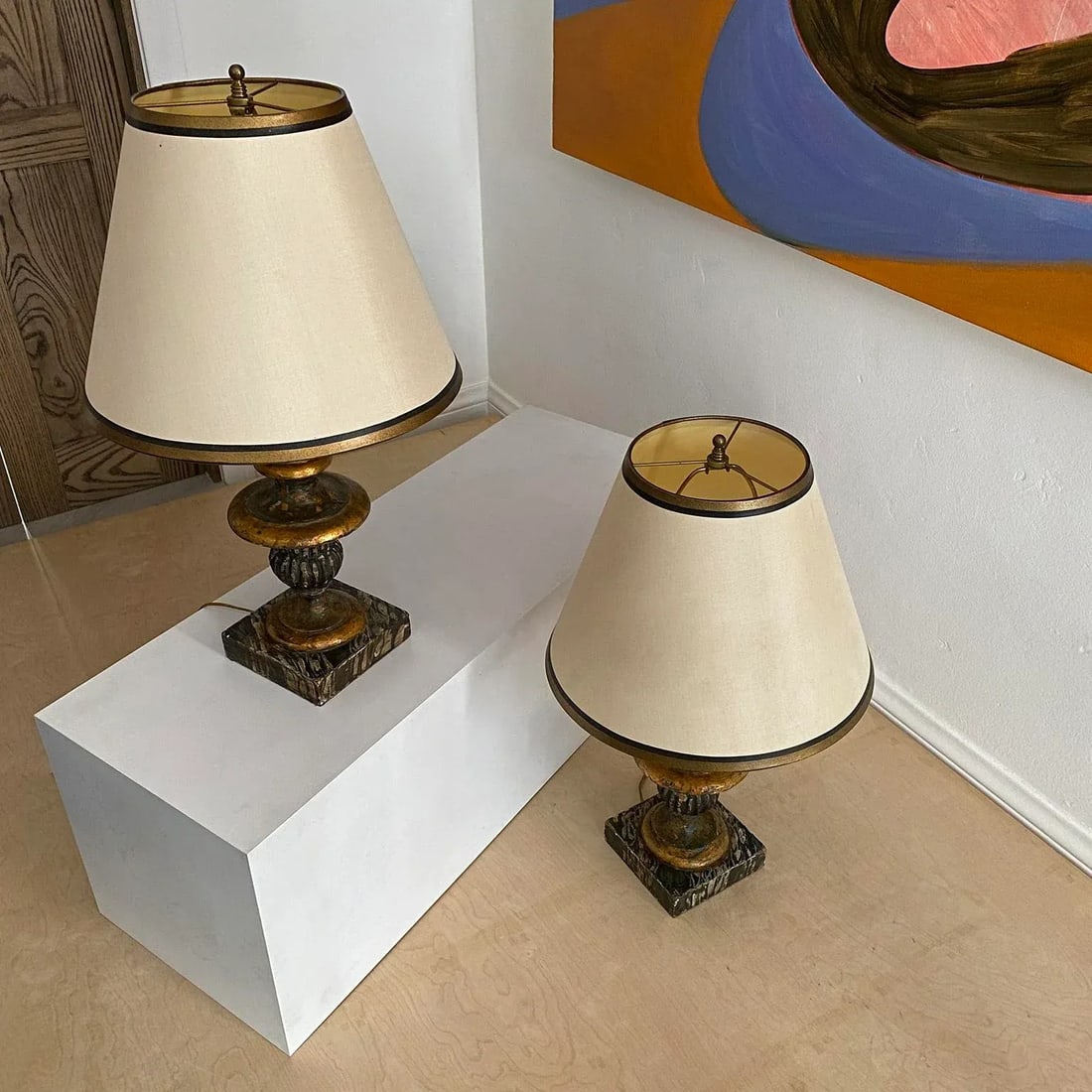 Pair of Late 19th Century Italian Gilt Wood Table Lamps - 4