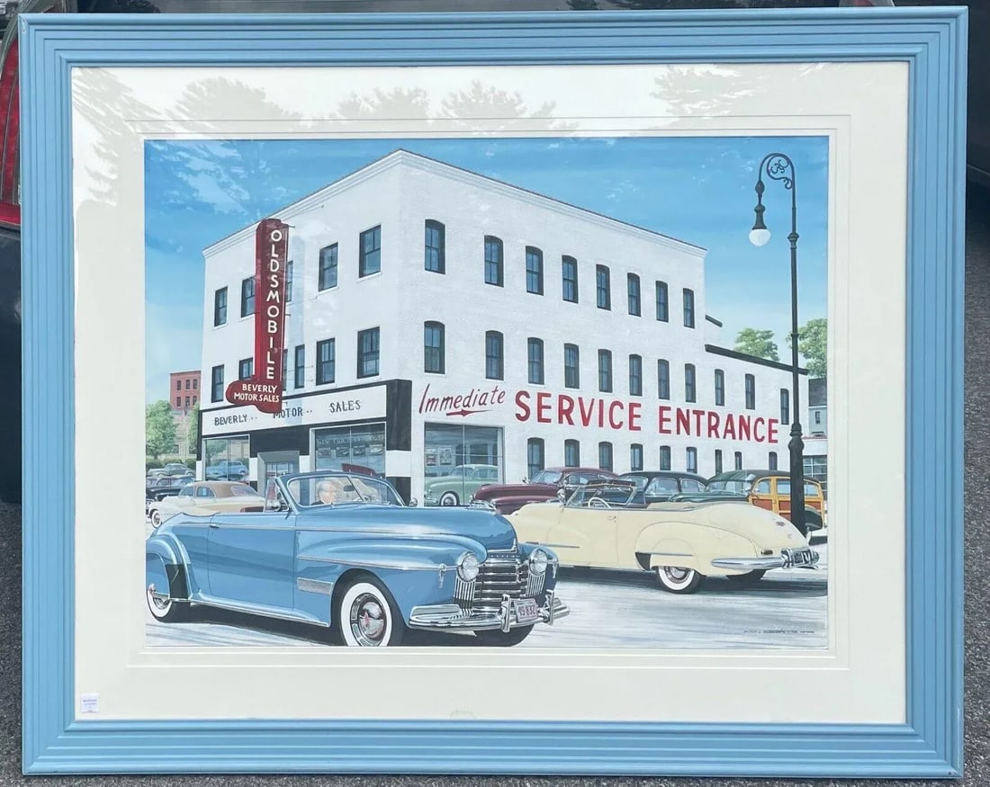 Ken Eberts Oldsmobile Olds Convertibles & Woody Wagon Car Dealership Painting - 5