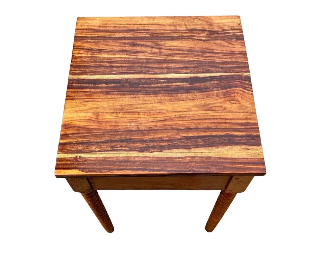 Late 19th Century Antique Federal Style Southern Yellow Pine Work Table With Spool Turned Legs - 6