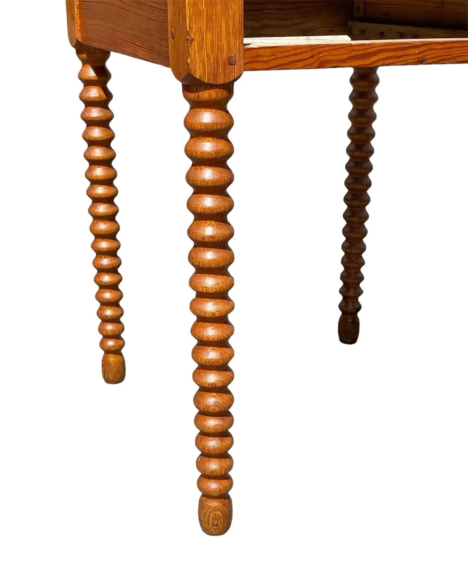 Late 19th Century Antique Federal Style Southern Yellow Pine Work Table With Spool Turned Legs - 7