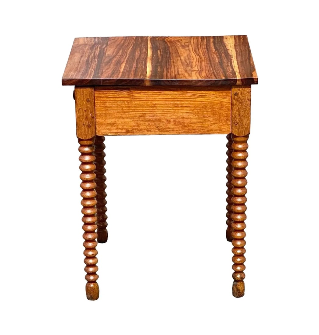 Late 19th Century Antique Federal Style Southern Yellow Pine Work Table With Spool Turned Legs - 9