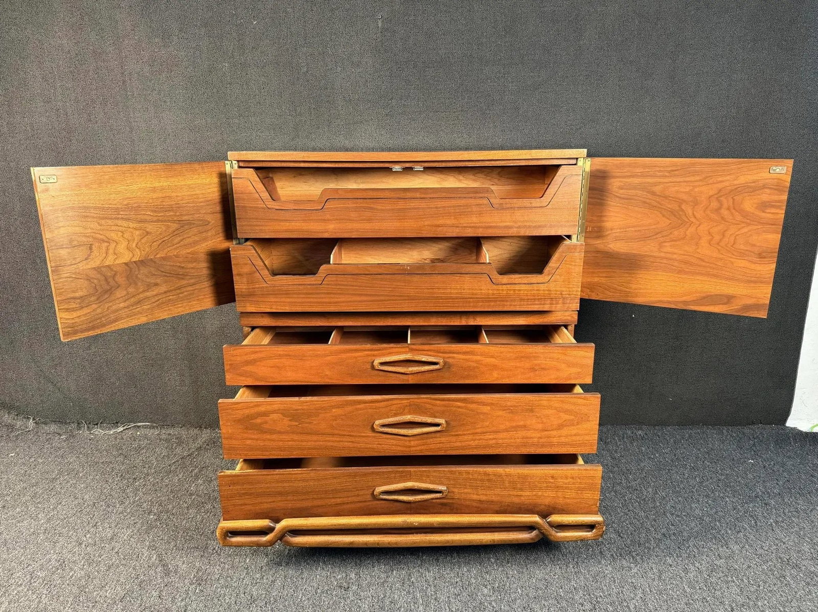 Mid 20th Century Mid-Century Modern Walnut Highboy Dresser - 2