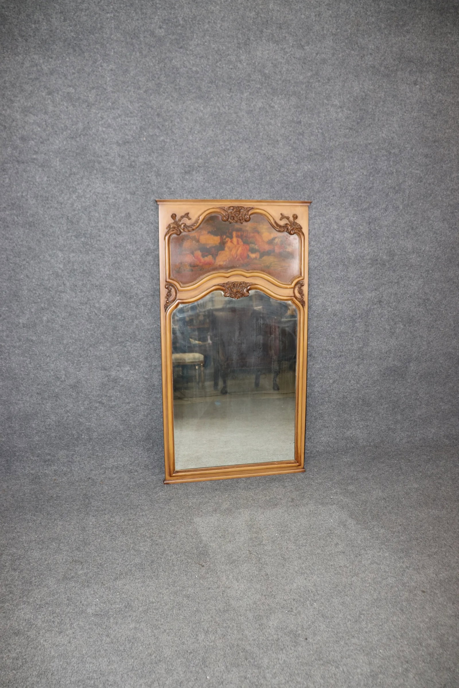 Beautiful Paint Decorated French Louis XV Style Trumeau Mirror - 2