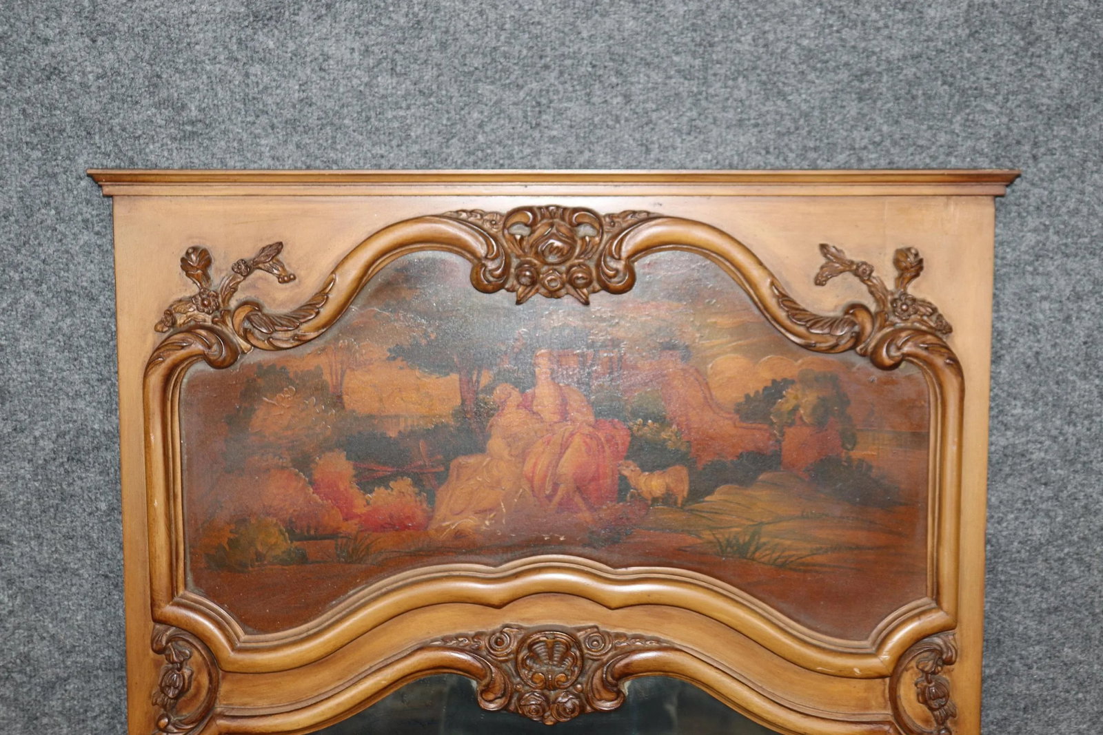 Beautiful Paint Decorated French Louis XV Style Trumeau Mirror - 3