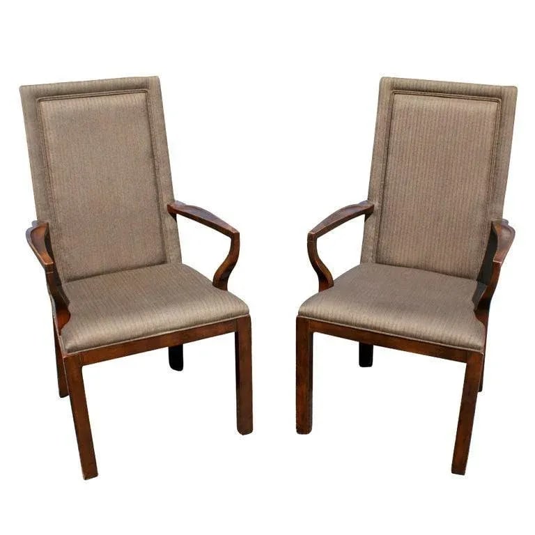 1970s Pair of Baker High Back Arm Chairs - 4
