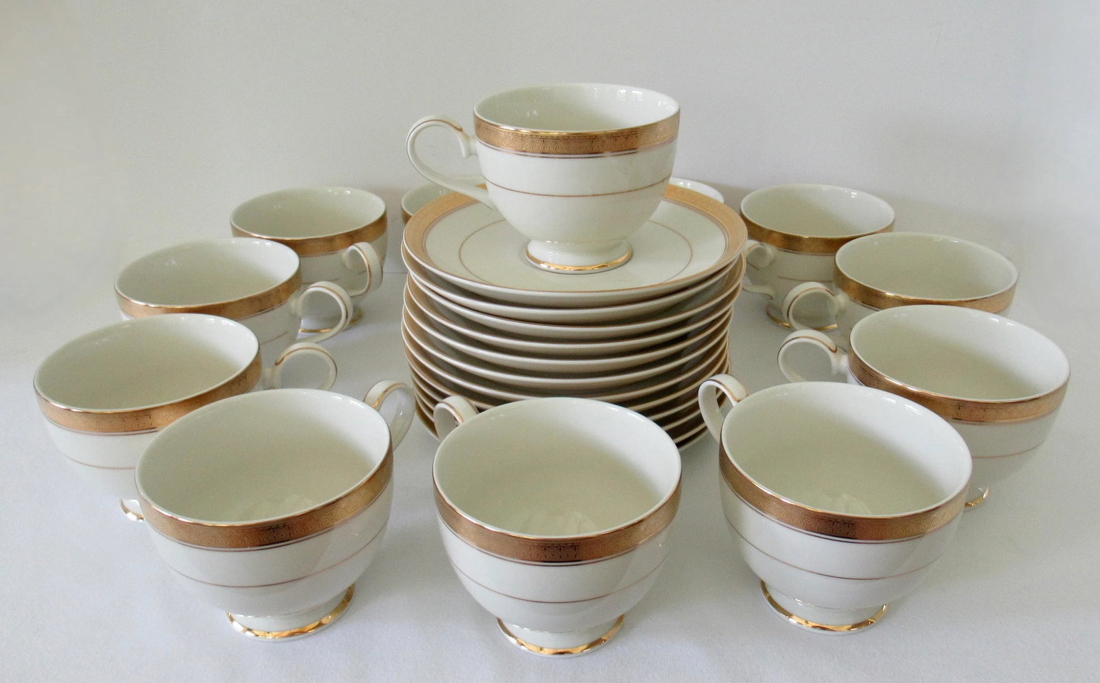 C.1970's 24k Gold Trimmed Mikasa Porcelan China (Thailand) -Palatial Gold Pattern, Serving for 12, 9 - 5