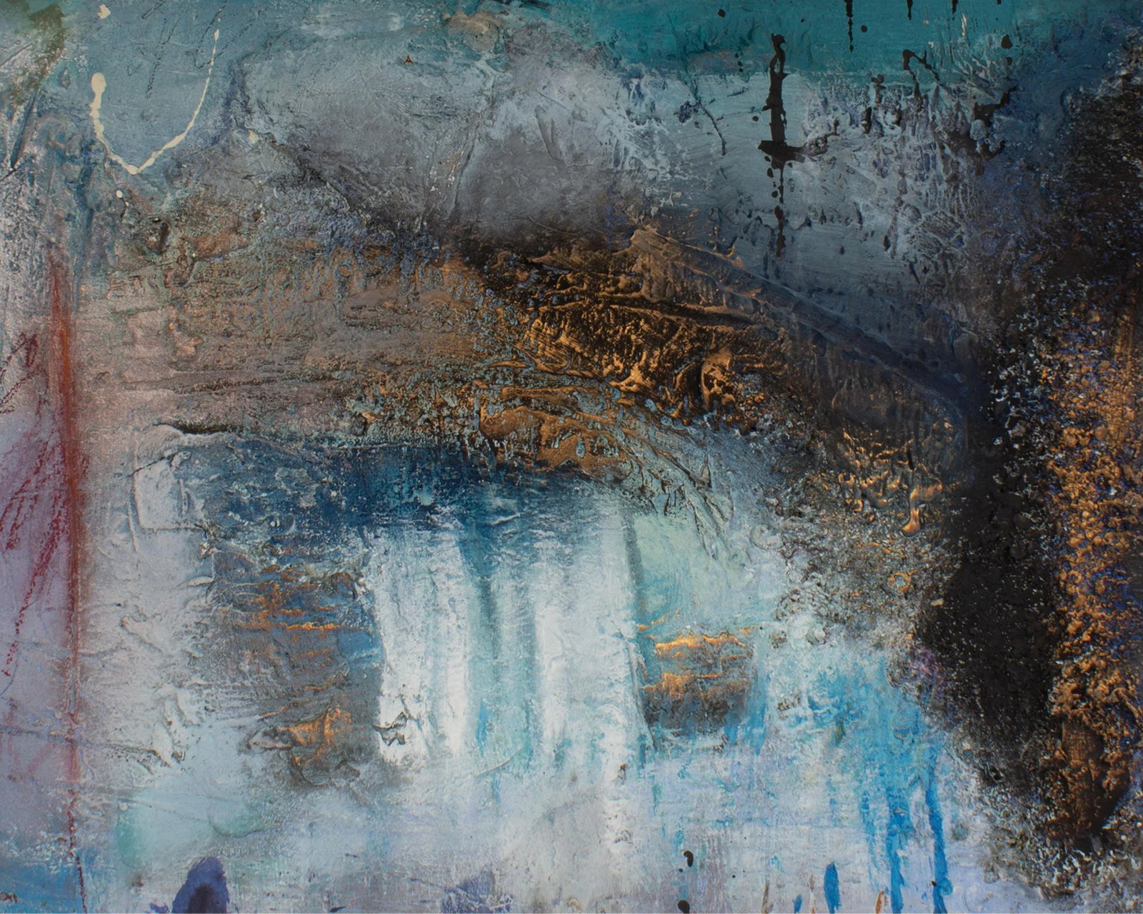 Signed 1988-92 â€œBlue Encrustation #2â€ Mixed Media Wall - 2