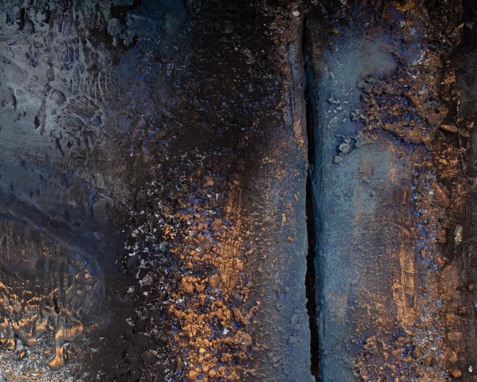 Signed 1988-92 â€œBlue Encrustation #2â€ Mixed Media Wall - 4