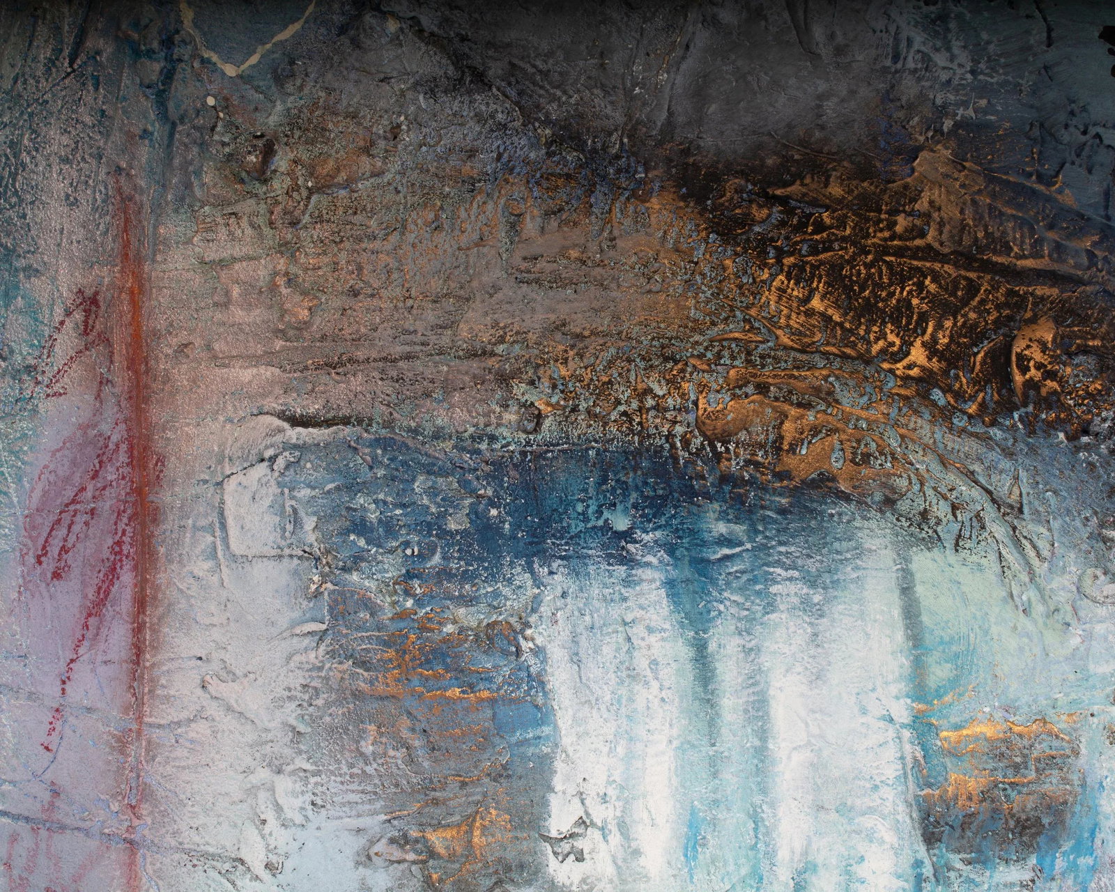 Signed 1988-92 â€œBlue Encrustation #2â€ Mixed Media Wall - 5