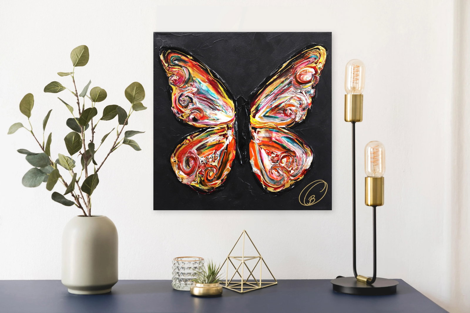 Le Guide - Impasto Thick Paint Colorful Butterfly Art Original Artwork by Cynthia Coulombe-BÃ - 7