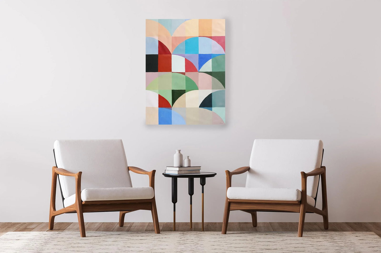 2024, Geometric Bauhaus Painting on Canvas, "Coloured Horizons", Painting on Canvas by Natalia Roman - 7