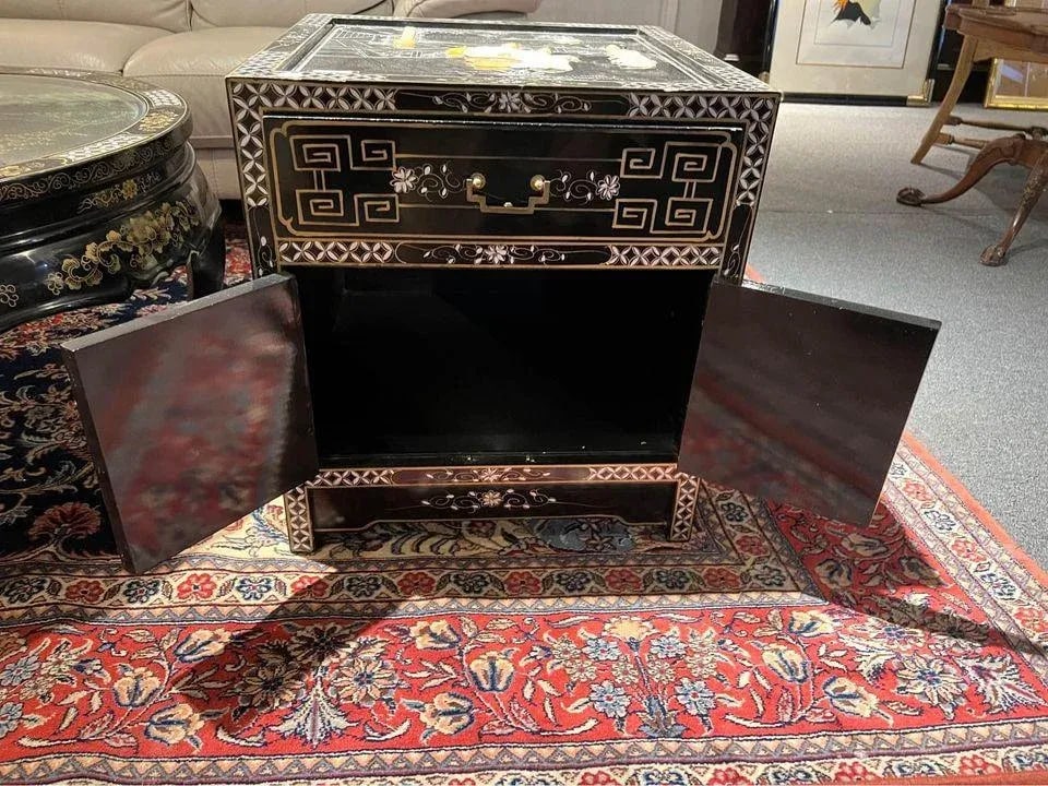 Vintage Chinoiserie Style Mother of Pearl Inlaid Cabinet - 2