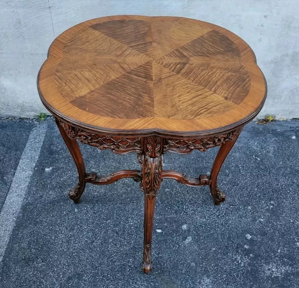 Italian 1920s Walnut Hand Carved Book Match Center Table - 7