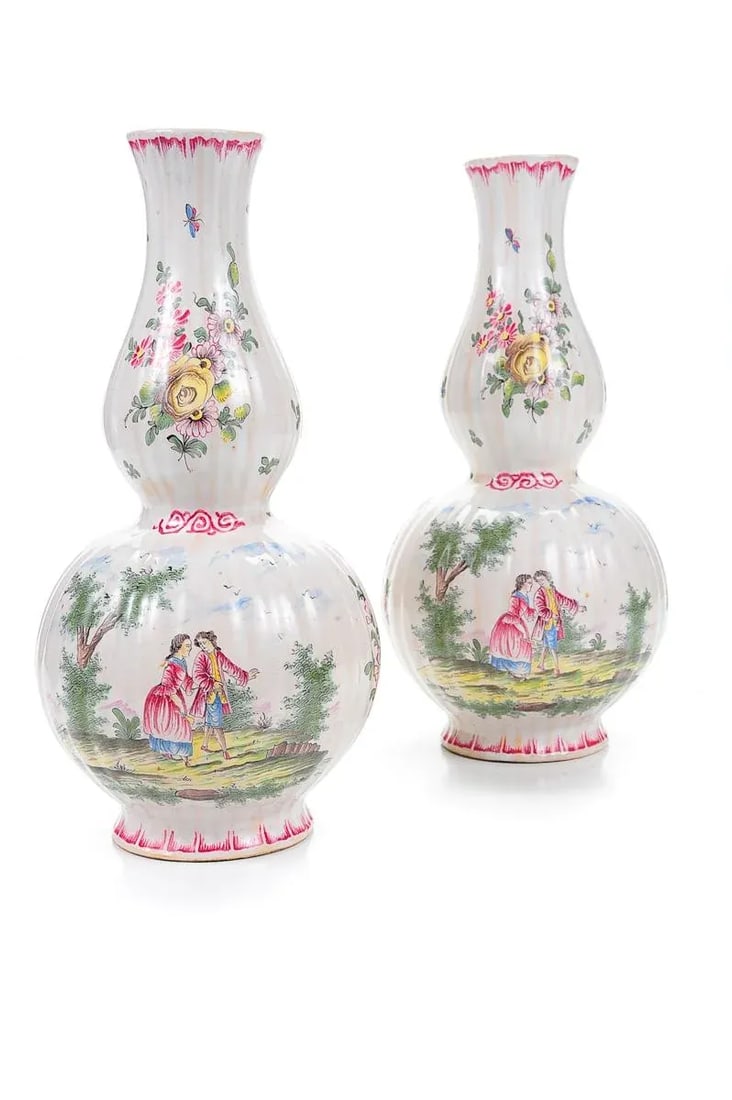 18th Century French Enamel 12" Vases - Pair - 2