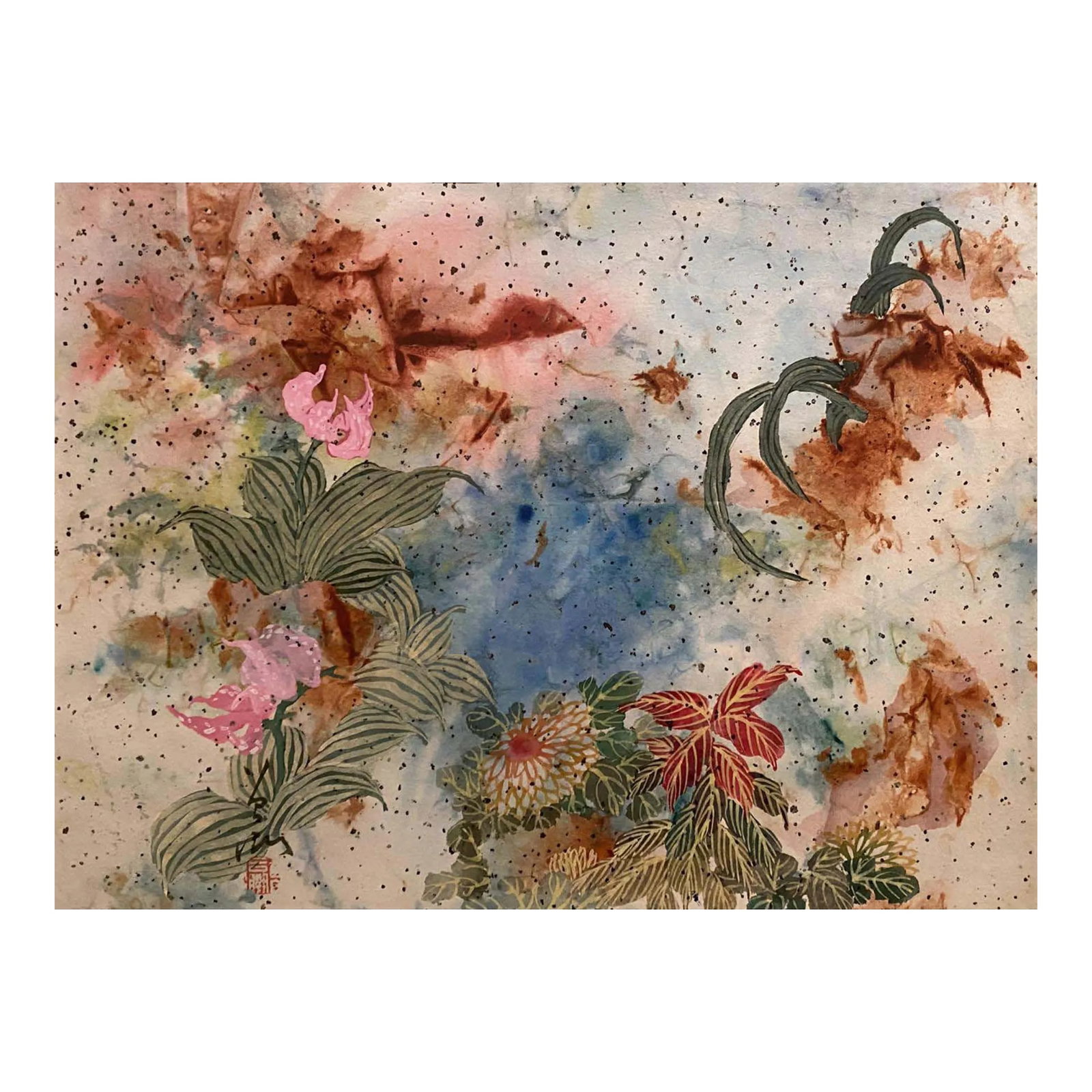 Pang Tseng-Ying 1970 Flowers Painting - 2