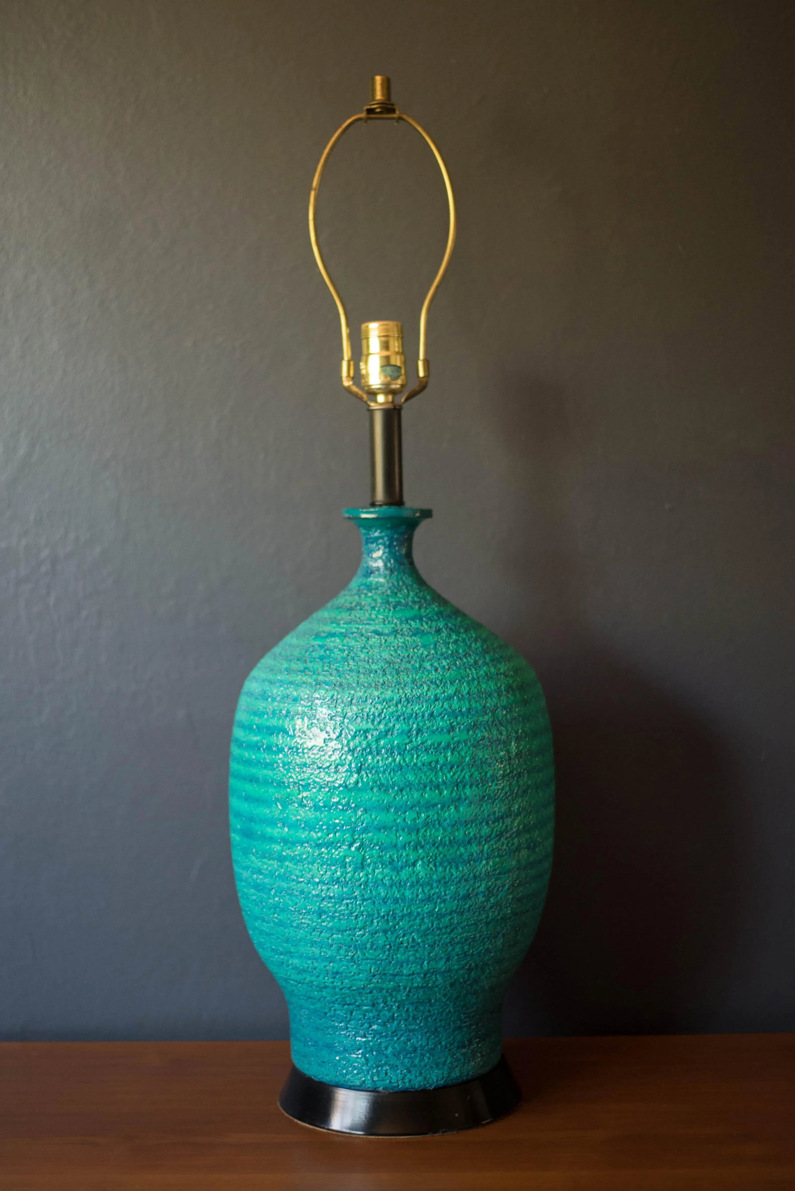 Mid Century Ceramic Pottery Glazed Accent Table Lamp - 2