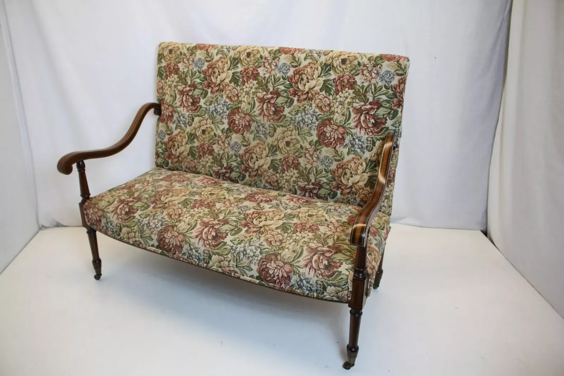 French Louis XV Inlaid Loveseat Sofa With High Back on Casters, 19th Century - 2