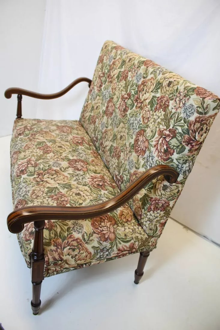 French Louis XV Inlaid Loveseat Sofa With High Back on Casters, 19th Century - 3