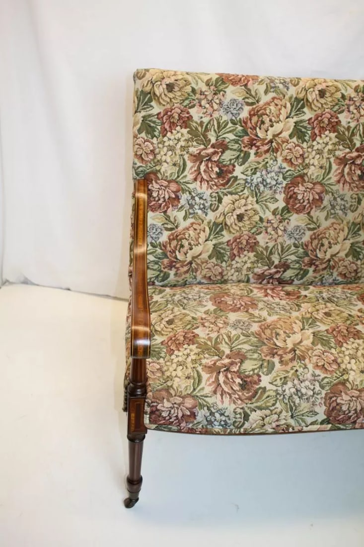 French Louis XV Inlaid Loveseat Sofa With High Back on Casters, 19th Century - 4