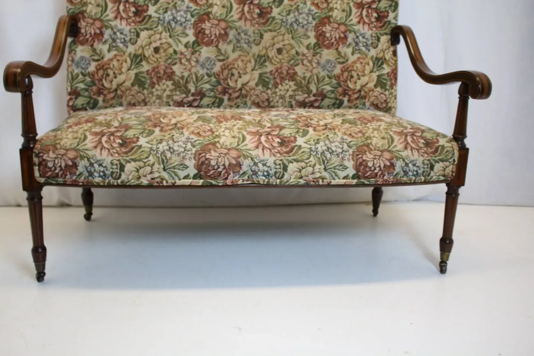 French Louis XV Inlaid Loveseat Sofa With High Back on Casters, 19th Century - 8