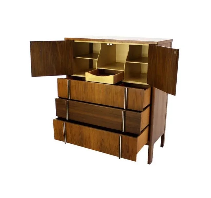 John Widdicomb Mid Century Modern Walnut Gentlemen's High Chest Dresser - 3