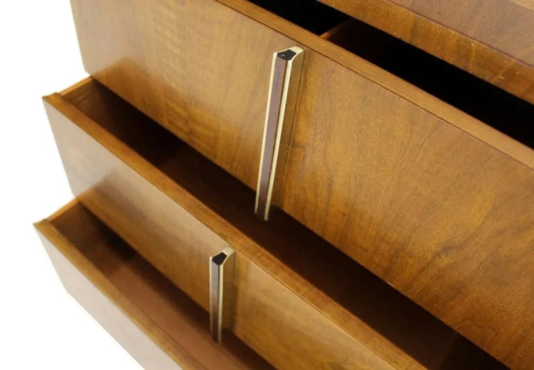 Mid Century Modern Burl Walnut John Widdicomb 9 Drawers Long Dresser Credenza - 2