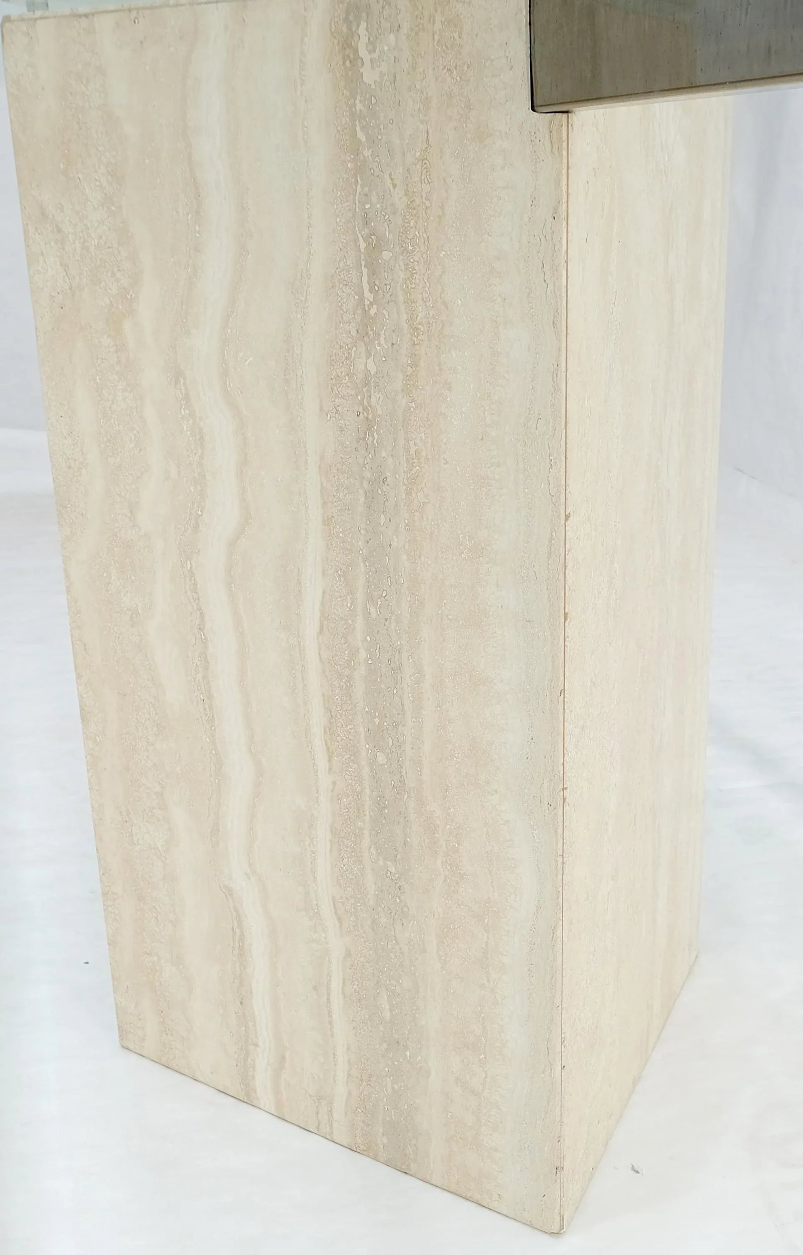 Single Marble Travertine Diamond Shape Glass Top Dining Conference Table - 2